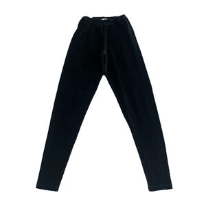 Moda Intl Leggings Black velvet velour womens size small stretch ankle length